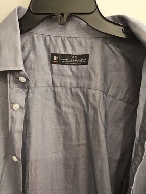 Men's Blue Linen-Blend Button-Down Shirt